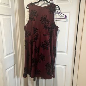 Torrid Red Flocked Skater Dress